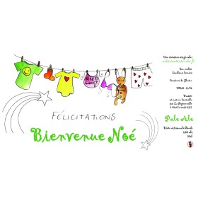 félicitation pour l'arrivée de bébé, une bière personnalisée pour fêter son arrivée.